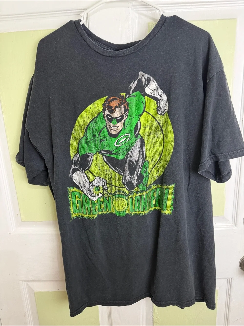 (2356) DC Comics Black Green Lantern Graphic Tee - Black and Green, Size: XL